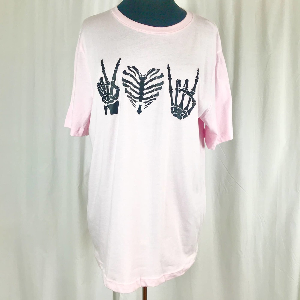 NWT Peace Love & Rock N Roll Light Pink T Shirt